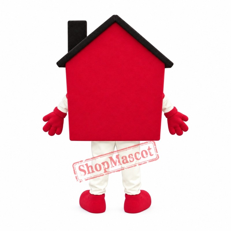 Friendly Red House Mascot Costume Friendly Red House Mascot Costume