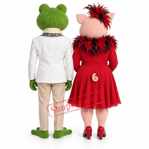 Kermit Frog and Miss Piggy Mascot Costume Kermit Frog and Miss Piggy Mascot Costume