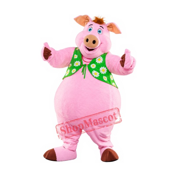 Superb Pink Pig Boy Mascot Costume