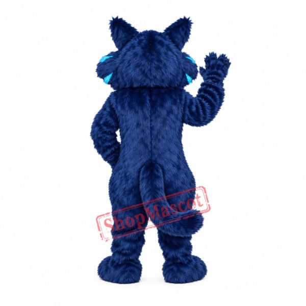 Friendly Blue Wolf Mascot Costume
