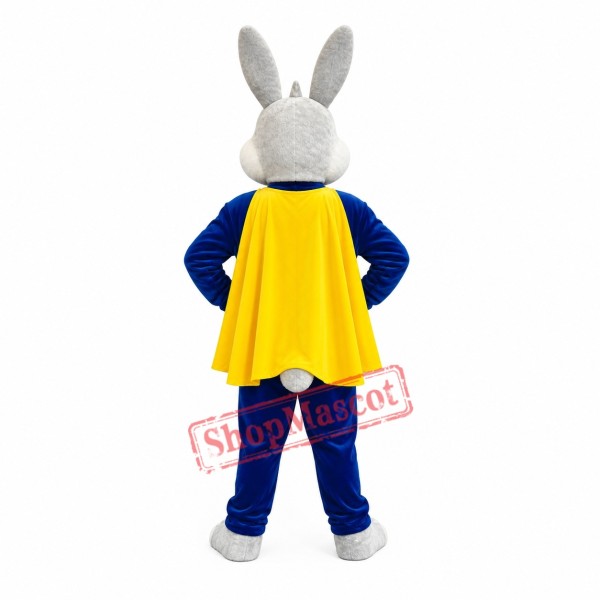 Friendly Rabbit Hero Mascot Costume Friendly Rabbit Hero Mascot Costume