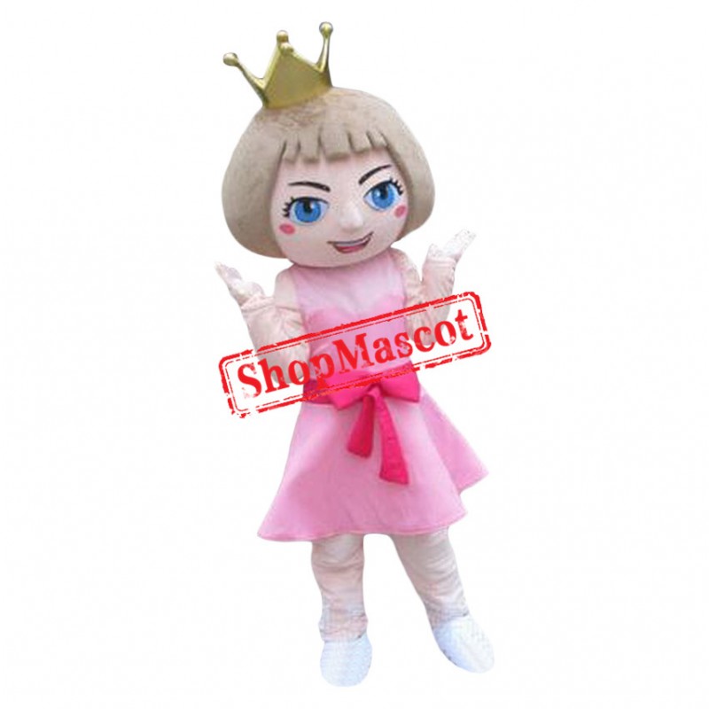 Cute Pink Dress Doll Girl Mascot Costume