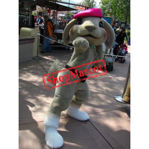 The Pink Beret Bunny Mascot Costume