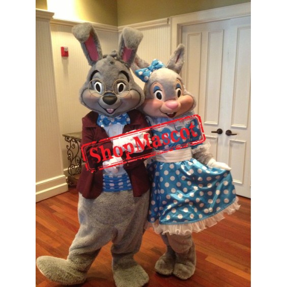 Superb Bunny Couple Mascot Costume