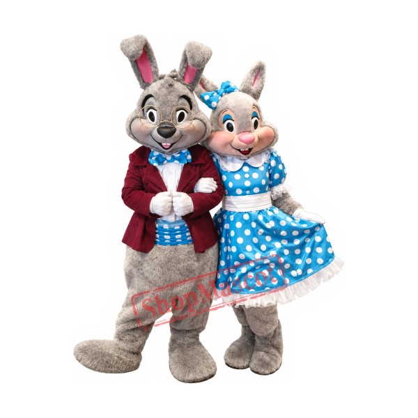 Superb Bunny Couple Mascot Costume