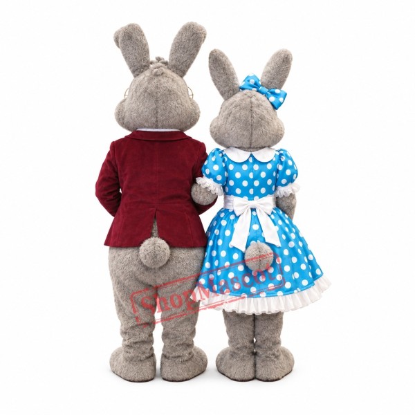 Superb Bunny Couple Mascot Costume Superb Bunny Couple Mascot Costume