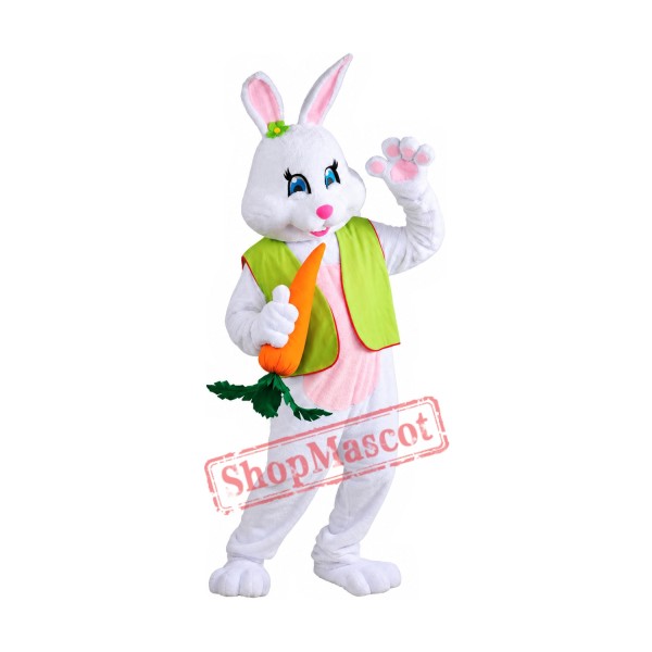 Friendly Easter Rabbit Bunny Mascot Costume Friendly Easter Rabbit Bunny Mascot Costume
