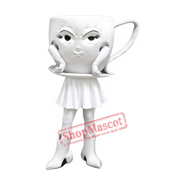 White Coffee Cup Mascot Costume