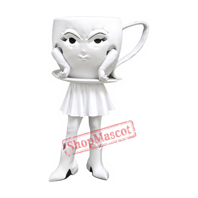White Coffee Cup Mascot Costume White Coffee Cup Mascot Costume