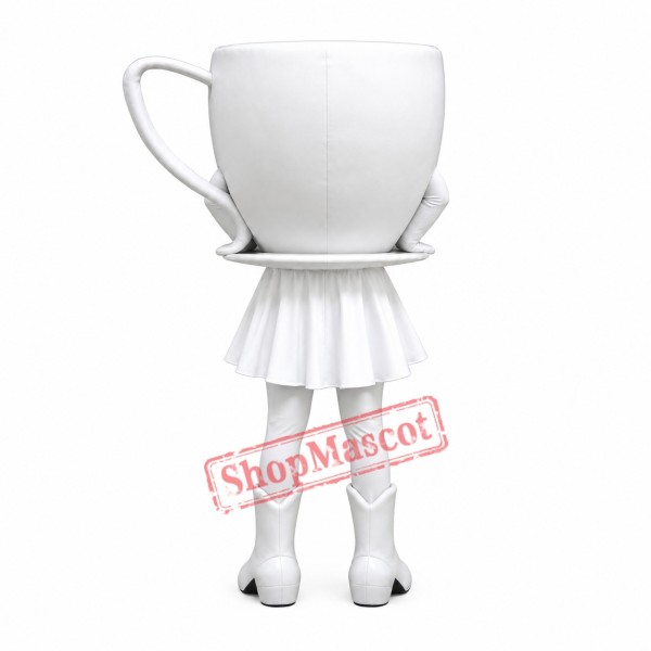 White Coffee Cup Mascot Costume