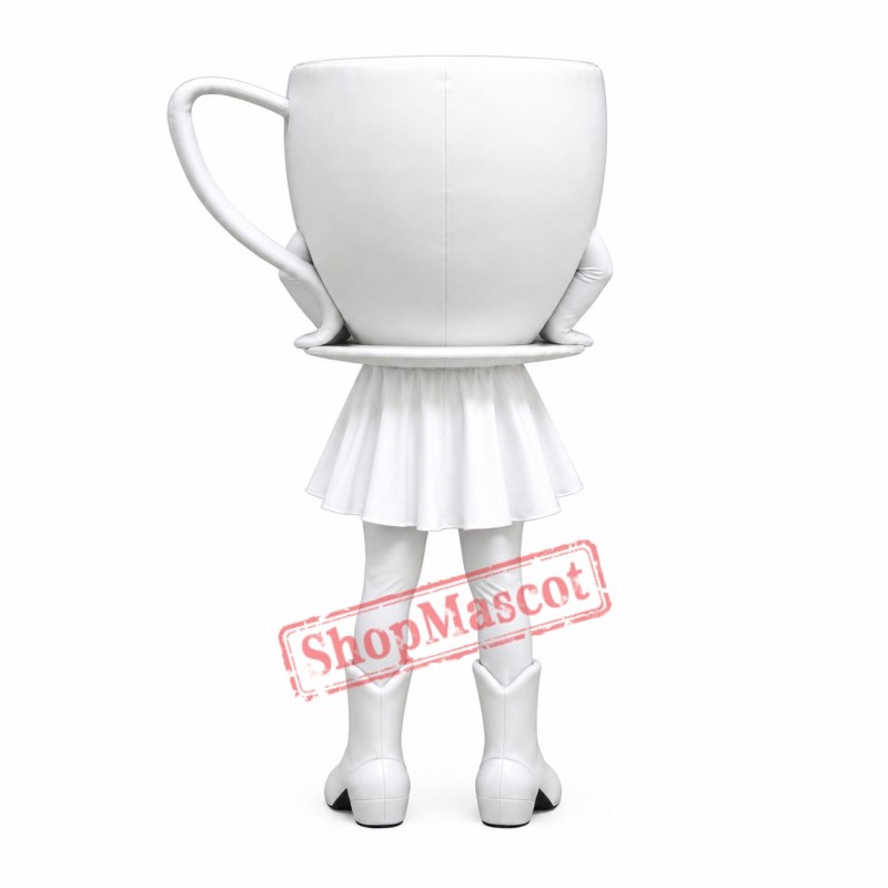 White Coffee Cup Mascot Costume White Coffee Cup Mascot Costume