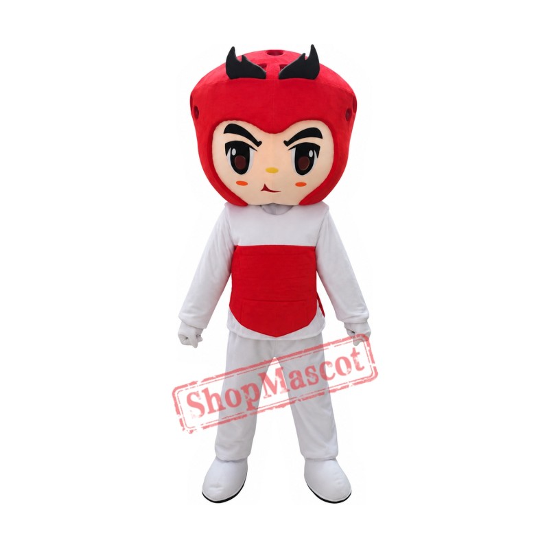 Superb Taekwondo Boy Mascot Costume Superb Taekwondo Boy Mascot Costume