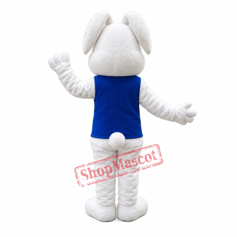 Happy White Rabbit Bunny Mascot Costume