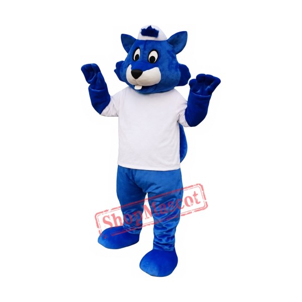 Happy Blue Squirrel Mascot Costume
