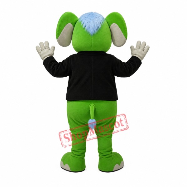 Happy Green Elephant Mascot Costume