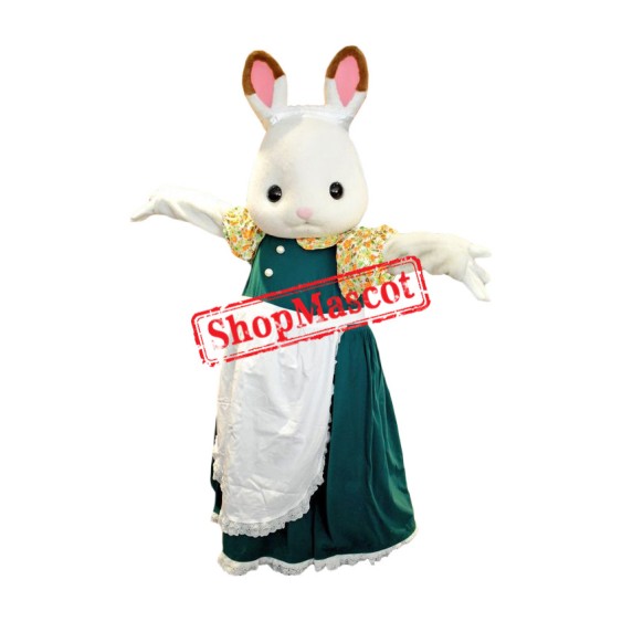 Happy White Deluxe Bunny Mascot Costume