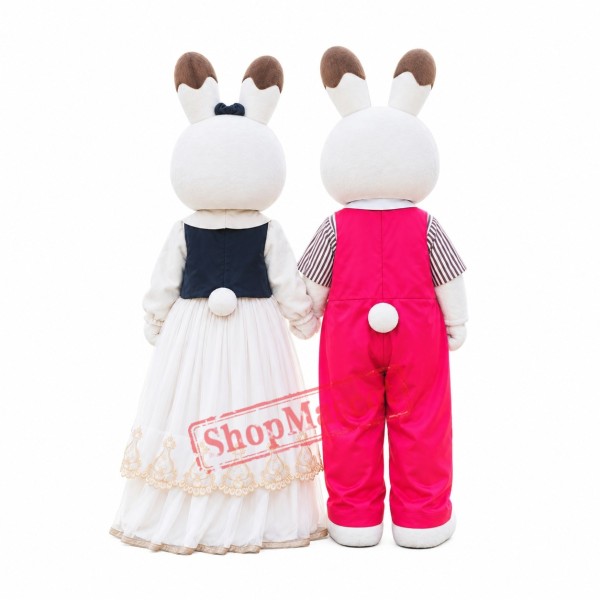 Deluxe White Bunny Couple Mascot Costume Deluxe White Bunny Couple Mascot Costume