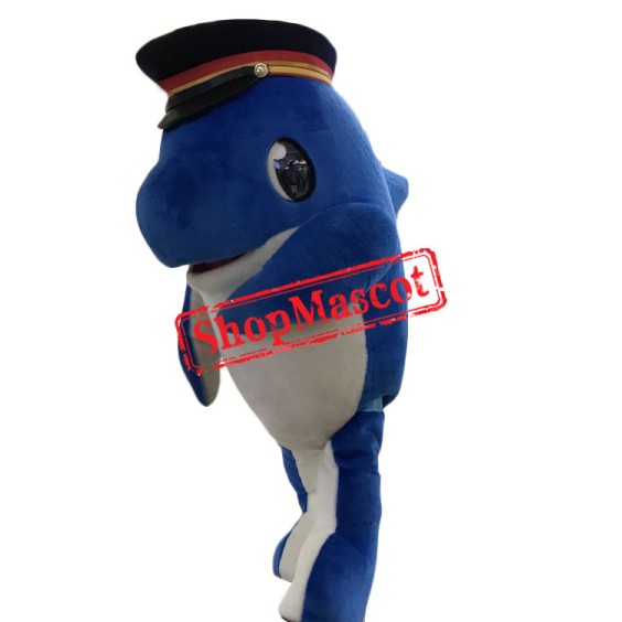 Blue Police Dolphin Mascot Costume