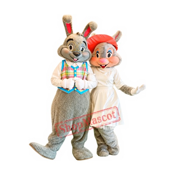 Mayor Clayton & Ms. Merry Easter Bunny Mascot Costume Mayor Clayton & Ms. Merry Easter Bunny Mascot Costume