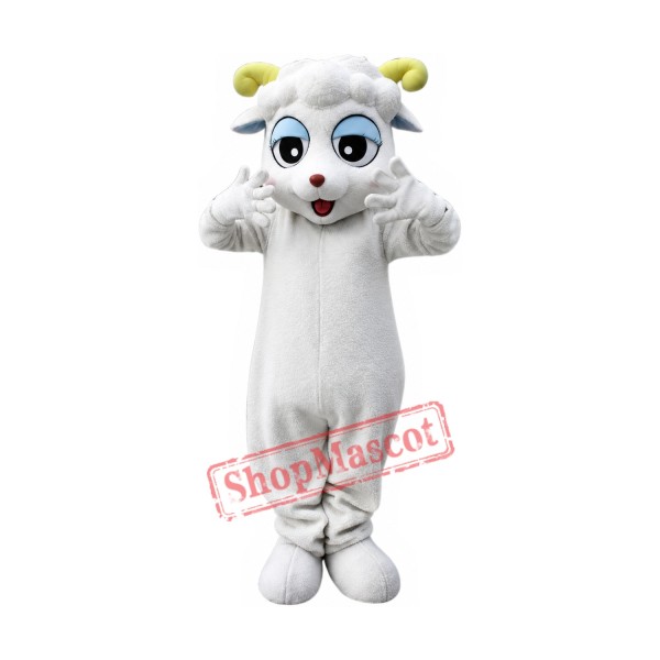 Happy Lightweight White Sheep Mascot Costume Happy Lightweight White Sheep Mascot Costume