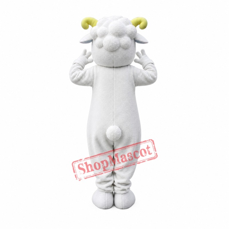 Happy Lightweight White Sheep Mascot Costume Happy Lightweight White Sheep Mascot Costume