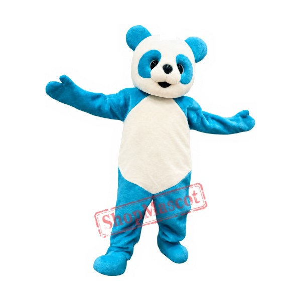 Happy Blue Panda Mascot Costume Happy Blue Panda Mascot Costume