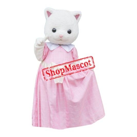 Lovely lightweight Cat Mascot Costume With Pink Dress