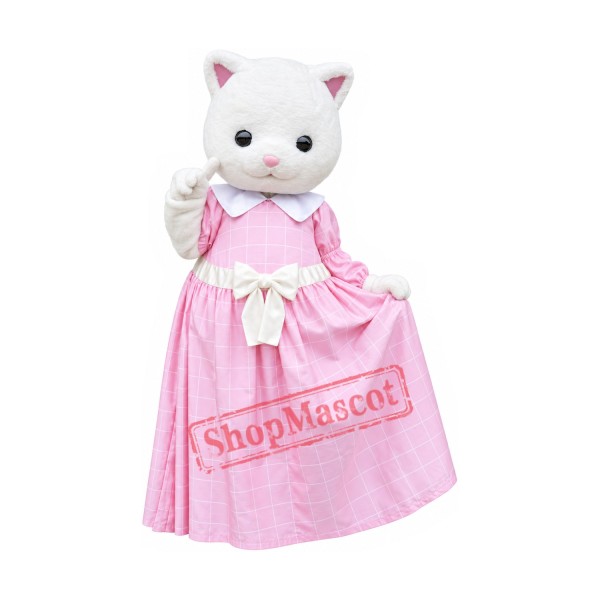 Lovely lightweight Cat Mascot Costume With Pink Dress Lovely lightweight Cat Mascot Costume With Pink Dress