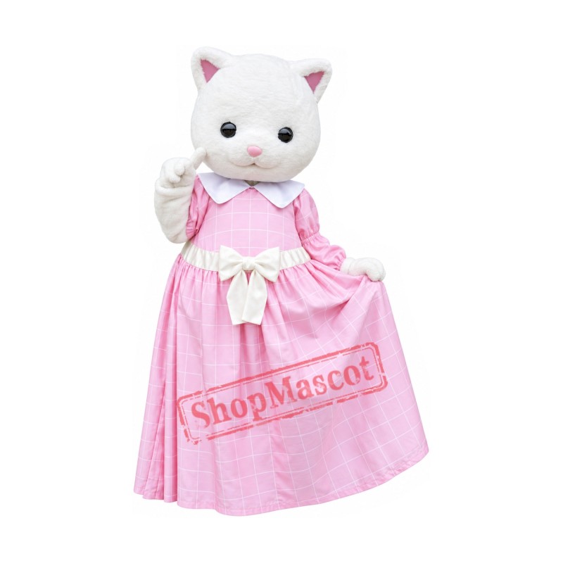 Lovely lightweight Cat Mascot Costume With Pink Dress Lovely lightweight Cat Mascot Costume With Pink Dress