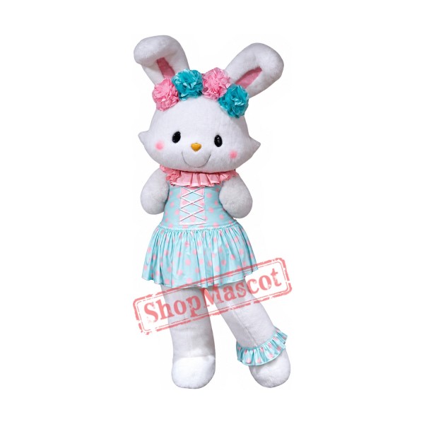 Cute Lightweight White Rabbit Mascot Costume With Dress