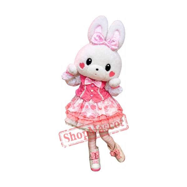 Lovely Lightweight Rabbit Mascot Costume With Pink Dress