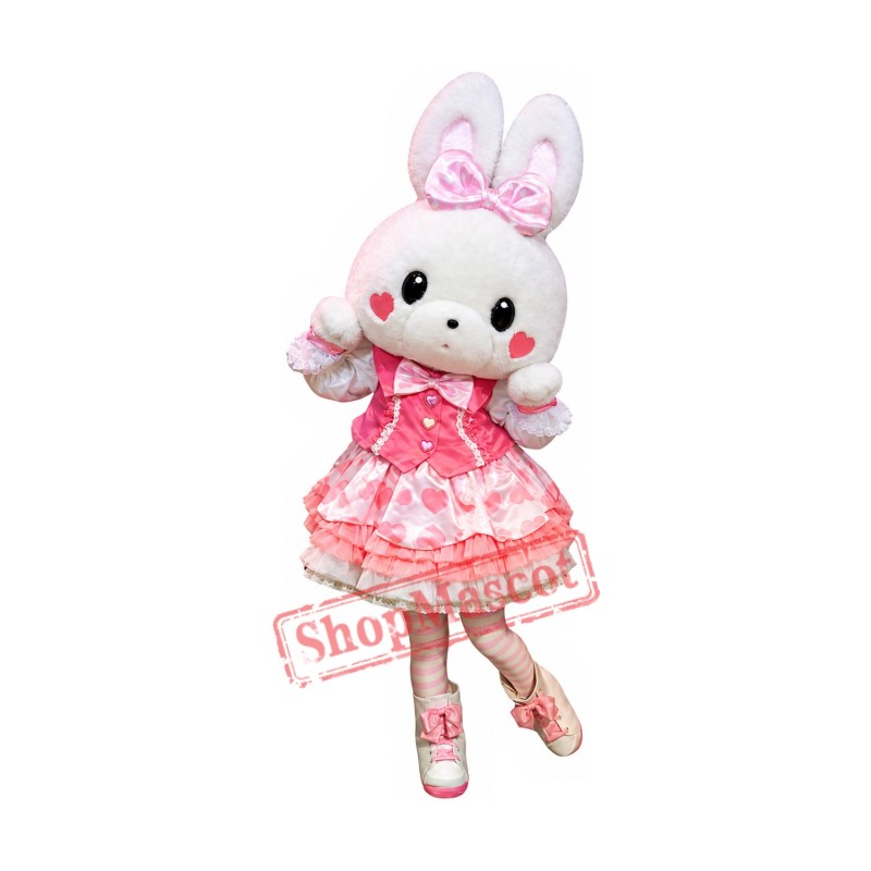 Lovely Lightweight Rabbit Mascot Costume With Pink Dress