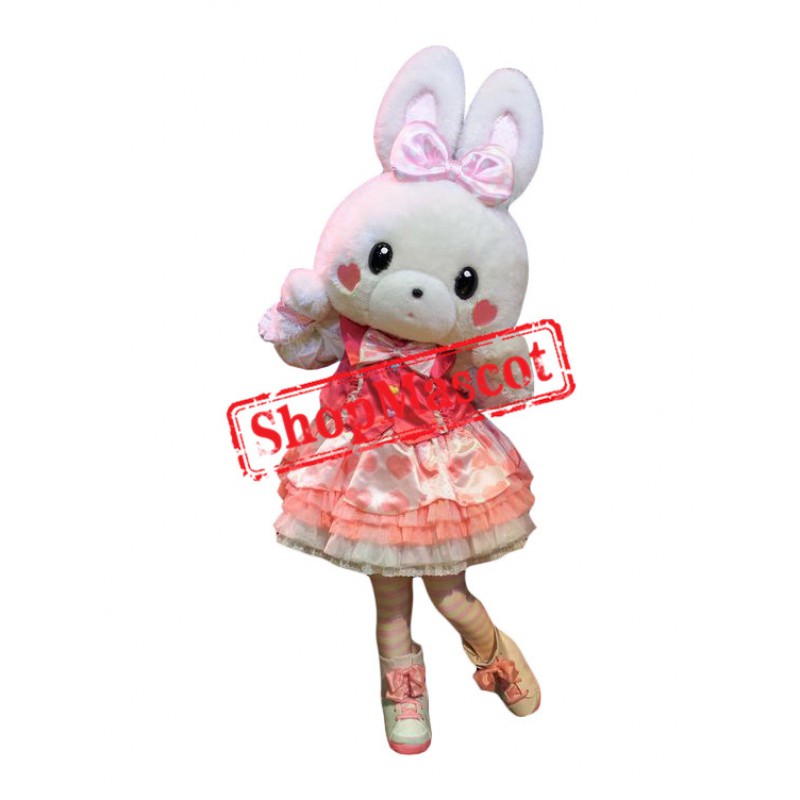 Lovely Lightweight Rabbit Mascot Costume With Pink Dress