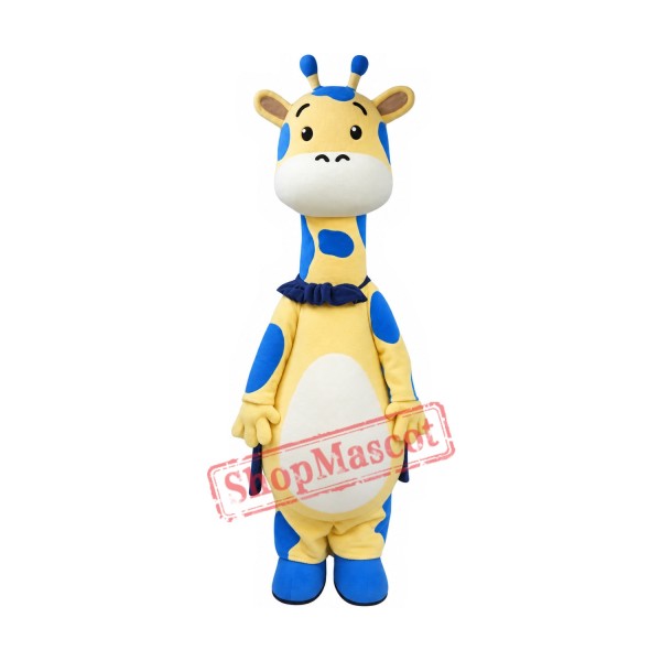 Yellow & Blue Giraffe Mascot Costume