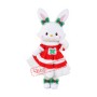 White & Pink Rabbit Bunny Mascot Costume With Red Dress