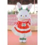 White & Pink Rabbit Bunny Mascot Costume With Red Dress