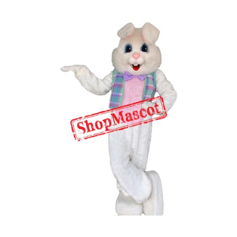 Friendly White Rabbit Bunny Mascot Costume