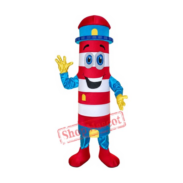 Happy Lightweight Lighthouse Mascot Costume Happy Lightweight Lighthouse Mascot Costume