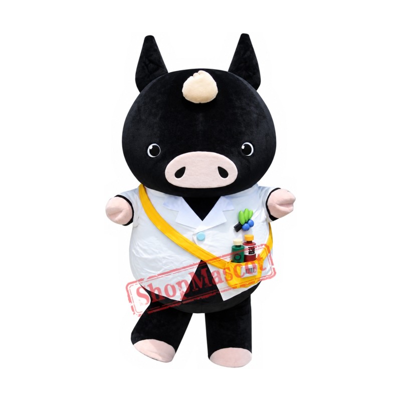 Superb Black Pig Mascot Costume Superb Black Pig Mascot Costume