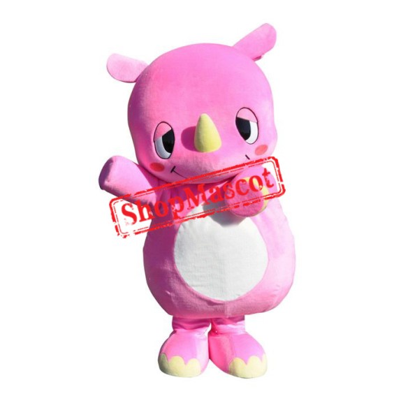 Superb Pink Rhino Mascot Costume