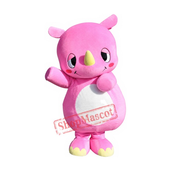 Superb Pink Rhino Mascot Costume
