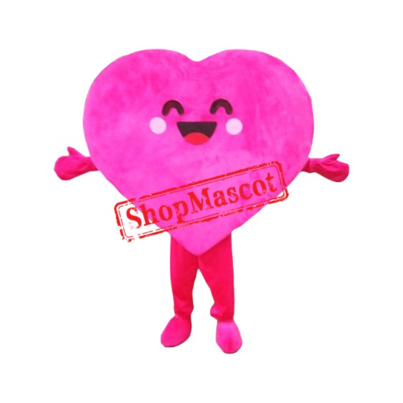 Happy Lightweight Pink Heart Mascot Costume