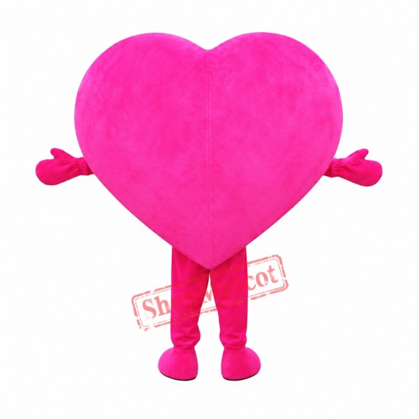 Happy Lightweight Pink Heart Mascot Costume