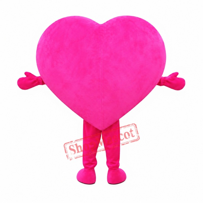 Happy Lightweight Pink Heart Mascot Costume