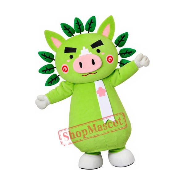 Cute Green Pig Mascot Costume
