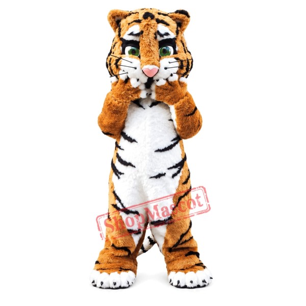 Friendly Realistic Tiger Mascot Costume Friendly Realistic Tiger Mascot Costume