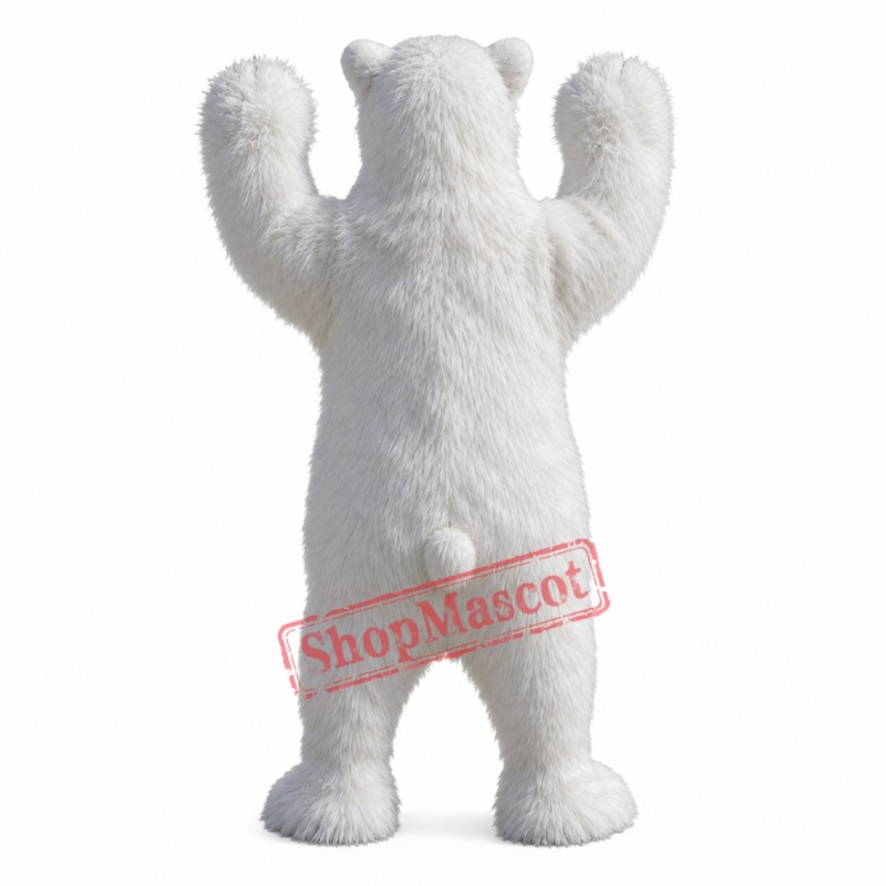 Happy Realistic Polar Bear Mascot Costume Happy Realistic Polar Bear Mascot Costume