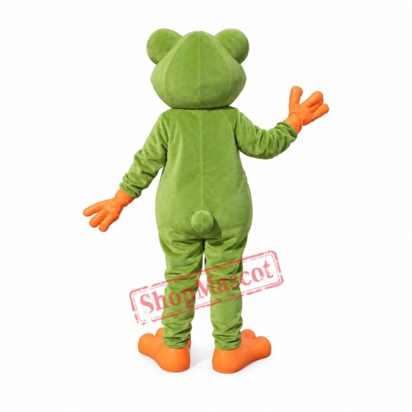 Friendly Realistic Green Frog Mascot Costume Friendly Realistic Green Frog Mascot Costume