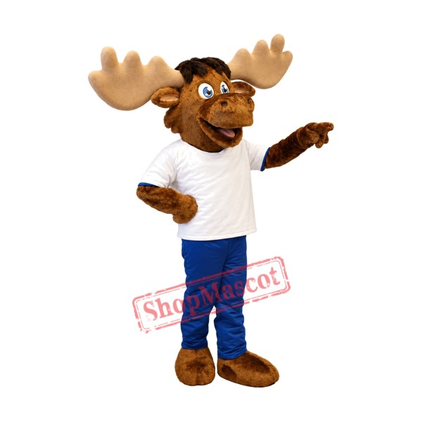 Friendly Ligweight Moose Mascot Costume