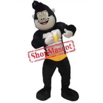 Friendly Black Orangutan Mascot Costume